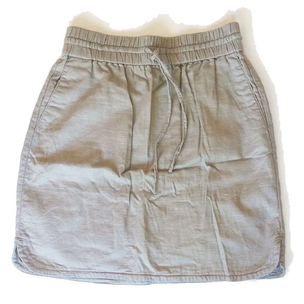 Loft 100% Cotton Linen-Weave Skirt XS Light Khaki  - 50off3